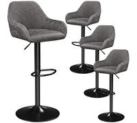 Yaheetech 4 Sgabelli da Bar Alti con Schienale in Finta Pelle Sgabello da Cucina Girevoli Altezza Regolabile con Poggiapiedi Portata 136 kg Grigio
