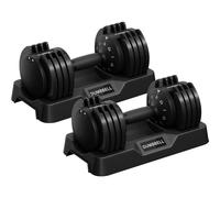 Yaheetech 5-in-1 Manubri Set di 2 Regolabili da 2kg a 12kg, Manubrio Regolabile in 1 Secondo per Allenamento Fitness Palestra Casa Ufficio Nero