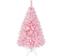 Yaheetech Albero di Natale 124 cm Artificiale Folto Alberi Effetto Realistico con Supporto in Metallo Pieghevole Portatile Decorazione Natalizia per Casa Negozio Rosa