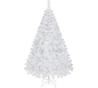 Yaheetech Albero di Natale 154 cm Artificiale Folto Alberi Effetto Realistico con Supporto in Metallo Pieghevole Portatile Decorazione Natalizia per Casa Negozio Bianco