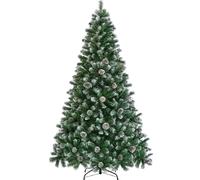 Yaheetech Albero di Natale 183 cm Artificiale Innevato con Pigne 920 Rami Incernierati Effetto Realistico con Supporto Metallo Pieghevole Decorazioni Natalizie