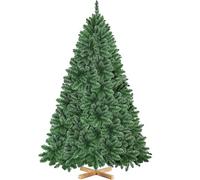 Yaheetech Albero di Natale 213,5 cm Artificiale Verde Abete con Supporto in Metallo Venature di Legno Effetto Realistico Folto 1347 Rami a Gancio con Cerniera
