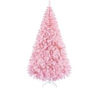 Yaheetech Albero di Natale 219 cm Artificiale Folto Alberi Effetto Realistico con Supporto in Metallo Pieghevole Portatile Decorazione Natalizia per Casa Negozio Rosa