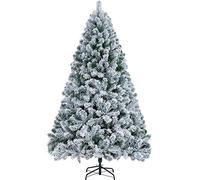 Yaheetech Albero di Natale Innevato Artificiale 183 cm Effetto Realistico Folto 820 Rami con Supporto in Metallo Pieghevole Decorazioni Nataliaze Bianco