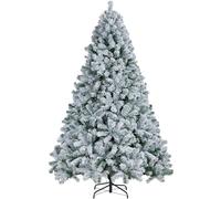 Yaheetech Albero di Natale Innevato Artificiale 228 cm Effetto Realistico Folto 1284 Rami con Supporto in Metallo Pieghevole Decorazioni Nataliaze Bianco
