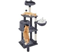 Yaheetech Albero Tiragraffi in Sisal Naturale e Truciolato 48,5 cm × 40,5 cm × 145 cm Torre per Gatti con Posatoio Gioco Condominio Grigio Scuro
