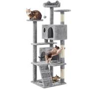 Yaheetech Albero Tiragraffi per Gatti 158 cm XXL Multilivello Grigio Chiaro