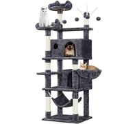 Yaheetech Albero Tiragraffi per Gatti 170 cm in Truciolato e Sisal con Posatoio Palla da Gioco Condomini Grigio Scuro