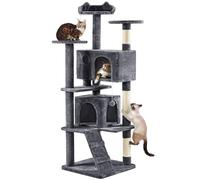 Yaheetech Albero Tiragraffi per Gatti 178 cm con 3 Posatoi 2 Palle 2 Condomini 3 Tiragraffi a Corda di Sisal Gioco Giocattolo Grigio Scuro