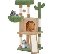Yaheetech Albero Tiragraffi per Gatti a Forma di Cactus in Truciolato e Corda di Sisal 42,5 cm × 42,5 cm × 106,5 cm Marrone/Verde