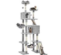 Yaheetech Albero Tiragraffi per Gatti Altezza 209 cm in Truciolato e Corda in Sisal con Condomini Posatoi e Amaca per Gioco e Pisolini Multilivello Grigio Chiaro
