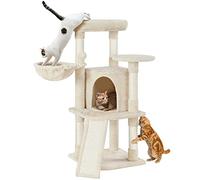 Yaheetech Albero Tiragraffi per Gatti con Ampio Trespolo Grande Cesto e Grotta, Rampetta Graffiatoio e Pali in Sisal, 43,5 x 43,5 x 106 cm, Beige