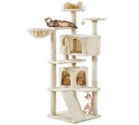 Yaheetech Albero Tiragraffi per Gatti Cuccia Gatto con Casetta Cesto Trespolo Multilivello Palestra Castello Gioco Altezza 146 cm Beige