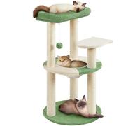 Yaheetech Albero Tiragraffi per Gatti in Sisal Cuccia per Gattini Gioco Gatto con Ciotola Altezza 90cm Verde Militare e Beige