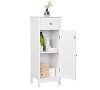 Yaheetech Armadietto da Bagno Angolo Mobiletto a Colonna da Bagno Salvaspazio Cucina con 1 Anta e 1 Cassetto Bianco 32 x 30 x 87 cm