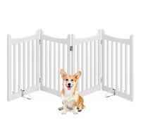 Yaheetech Cancelletto per Cani Estensibile e Pieghevole di Sicurezza da Interno in Legno 4 Pannelli 201,5 × 60,5 cm Recinto Barriera con Piedi Antiscivoli Scale Porta Bianco