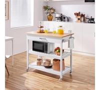 Yaheetech Carrello Cucina a 3 Ripiani con Maniglia Carrellino con Ruote | Mobile Bar Salvaspazio Portaoggetti Multiuso Stile Moderno Porta Microonde 101,5 x 51 x 92,5 cm Bianco