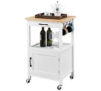 Yaheetech Carrello Cucina Bianco con Ruote di Servizio Credenza Mobile Portavivande a 2 Ripiani per Microonde Struttura in Legno e Metallo Moderno 55 x 45 x 89 cm