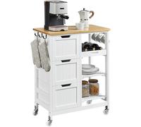 Yaheetech Carrello Cucina con Ruote 67x37x84,5 cm 3 Cassetti e 3 Ripiani
