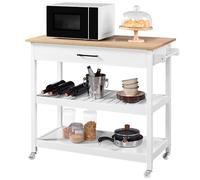 Yaheetech Carrello da Cucina a 3 Ripiani con Ruote Credenza Salvaspazio per Microonde con Cassetto per Cucina Dipensa o Bar 101,5 x 51 x 92 cm Bianco