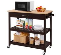 Yaheetech Carrello da Cucina a 3 Ripiani con Ruote Credenza Salvaspazio per Microonde con Cassetto per Cucina Dipensa o Bar 101,5 x 51 x 92 cm Marrone Scuro