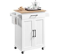 Yaheetech Carrello da Cucina con Ruote Credenza Salvaspazio per Microonde con Cassetto e 2 Ante per Cucina Dipensa o Bar 60 x 40 x 88,5 cm Bianco