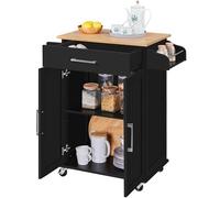 Yaheetech Carrello da Cucina con Ruote Credenza Salvaspazio per Microonde con Cassetto e 2 Ante per Cucina Dipensa o Bar 60 x 40 x 88,5 cm Nero