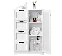 Yaheetech Cassettiera Camera da Letto con 4 Cassetti Armadietto Bianco a Terra da Salotto Bagno Cucina Mobiletto Ingresso Corridoio 56 x 30 x 82 cm
