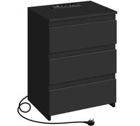 Yaheetech Comdino Camera da Letto con Stazione di Ricarica 2 Porte USB e 2 Prese AC Tavolino da Notte con 3 Cassetti Salvaspazio Mobiletto Cassettiera da Salotto Soggiorno