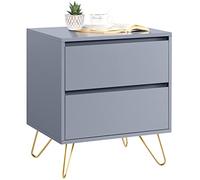 Yaheetech Comodini Camera da Letto con 2 Cassetti Tavolino da Salotto Tavolino d'Appoggio Cassettiera Comò Moderno in Legno e Metallo (2 Cassetti, Grigio)