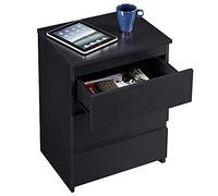 Yaheetech Comodino Camera da Letto Cassettiera Bianco con 3 Cassetti Mobiletto Moderno Tavolino Lato in Legno MDF per Soggiorno 45 x 35 x 60,5 cm Nero