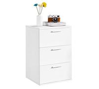 Yaheetech Comodino Camera da Letto Comodino Bianco con 3 Cassetti Cassettiera in Legno MDF Mobile da Letto Portaoggetti 60 x 40 x 35 cm