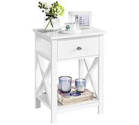 Yaheetech Comodino Camera da Letto con Cassetto Tavolino d'Appoggio Bianco Tavolino Lato Divano Mobiletto da Notte Salvaspazio da Salotto Soggiorno 40 x 30 x 55 cm