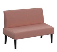 Yaheetech Divano a 2 Posti Moderno Divanetto da Salotto Senza Braccioli Sedia a Coste con Gambe in Legno per Soggiorno Ufficio 109,5 × 62 × 84,5 cm Rosa