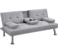 Yaheetech Divano Convertibile in Letto con 2 Cuscini Divano Letto Pieghevole 3 in 1 Mobile Arredamento con Piccolo Tavolino 167 × 81,5 × 75 cm da Soggiorno in Tessuto Grigio Chiaro