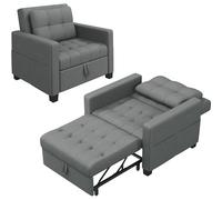 Yaheetech Divano Letto 3 in 1 Imbottito Divanetto Singolo Regolabile | Divano a 1 Posto, Poltrona Pieghevole, da Soggiorno Camera da Letto Ufficio Appartamento Grigio Chiaro