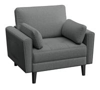Yaheetech Divano Singolo da Salotto Divanetto Moderno con Cuscini | Divano a 1 Posto in Tessuto, Poltrona da Soggoirno con Braccioli, 102,5 × 75 × 85,5 cm, Grigio Scuro/Tela