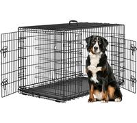 Yaheetech Gabbia per Cani Gatti Kennel in Metallo Cuccioli Pieghevole con Vassoio Rimovibile Doppia Porta e Divisorio Regolabile 122,5 × 73 × 80 cm Nero