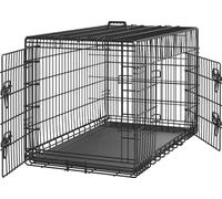 Yaheetech Gabbia per Cani Gatti Kennel in Metallo Cuccioli Pieghevole con Vassoio Rimovibile Doppia Porta e Divisorio Regolabile 107 × 60 × 66 cm Nero
