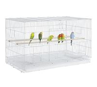 Yaheetech Gabbia Uccelli Metallo Impilabile 77,5 × 46,5 × 46 cm Bianca | Gabbia Rettangolare Impilabile, Design Funzionale, Adatta per Pappagalli, Calopsite, Parrochetti e Inseparabili Domestici