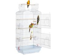 Yaheetech Gabbia Voliera per Uccelli Pappagalli Inseparabili Calopsite Parrocchetti con Tetto Apribile da Appendere in Metallo 46 x 35 x 92,5 cm Bianca