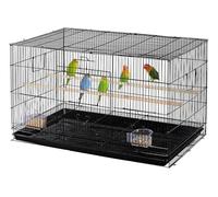 Yaheetech Gabbia Voliera per Uccelli Pappagalli Inseparabili Impilabile in Metallo e Posatoi in Legno 77,5 x 46,5 x 46 cm Nera