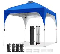 Yaheetech Gazebo da Giardino 2,4 x 2,4 M Impermeabile Pieghevole Tendone in Ferro e Tela Oxford con Paletti/Corde per Spiaggia/Uso Commerciale/Patio/Campagna/Veranda Blu