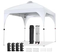 Yaheetech Gazebo da Giardino 2,4 x 2,4 M Impermeabile Pieghevole Tendone in Ferro e Tela Oxford con Paletti/Corde per Spiaggia/Uso Commerciale/Patio/Campagna/Veranda