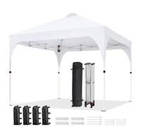 Yaheetech Gazebo da Giardino 3 x 3 M Impermeabile Pieghevole Tendone in Ferro e Tela Oxford con Paletti/Corde per Spiaggia/Uso Commerciale/Patio/Campagna/Veranda Bianco