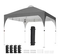 Yaheetech Gazebo da Giardino 3 x 3 M Impermeabile Pieghevole Tendone in Ferro e Tela Oxford con Paletti/Corde per Spiaggia/Uso Commerciale/Patio/Campagna/Veranda Grigio Scuro