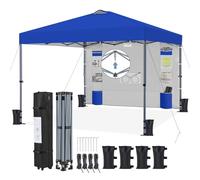 Yaheetech Gazebo pieghevole pop-up, 3 x 3 m, con 1 parete laterale e tasche di stoccaggio, regolabile in altezza, impermeabile, stabile, da giardino, invernale, blu, 3 × 3 m
