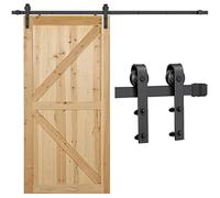 Yaheetech Kit Binario per Porta Scorrevole Nero e Rustico Interno Esterno Accessori con Guida Regolabile Singola (Nero, 8FT/244 cm)