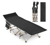 Yaheetech Lettino da Campeggio Pieghevole Brandina Portatile da Spiaggia con Borsa di Trasporto Pisolino Singolo Richiudibile Salvaspazio Giardino 186 x 66 x 52 cm Nero