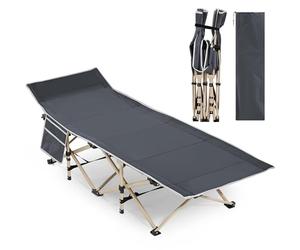 Yaheetech Lettino da Campeggio Pieghevole Brandina Portatile da Spiaggia con Borsa di Trasporto Pisolino Singolo Richiudibile Salvaspazio Giardino 186 x 66 x 52 cm Grigio